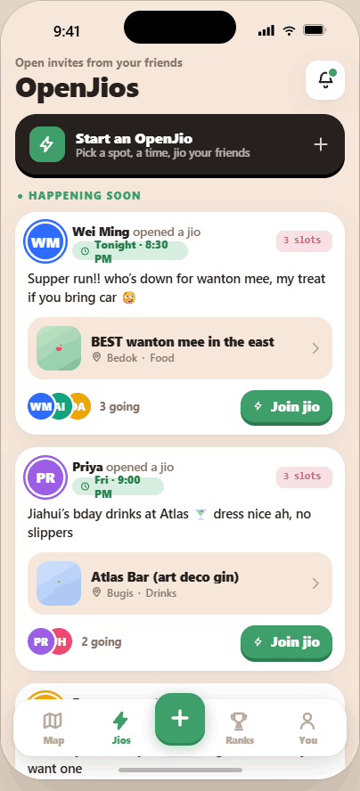 JioLeh OpenJios screen
