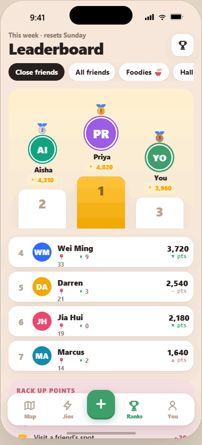 JioLeh leaderboard screen